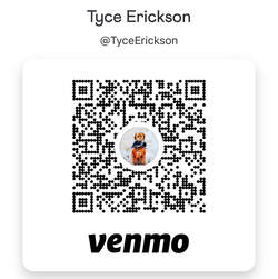 Venmo QR code for Tyce Erickson, @TyceErickson